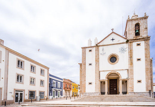 View on St. Peter's church in old town of Peniche, Portugal