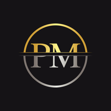 Initial Monogram Letter PM Logo Design Vector Template. PM Letter Logo  Design Stock Vector