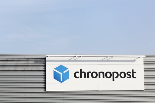 Macon, France - March 13, 2017: Chronopost is a member of the La Poste group, provides express shipping and delivery service both in France and internationally