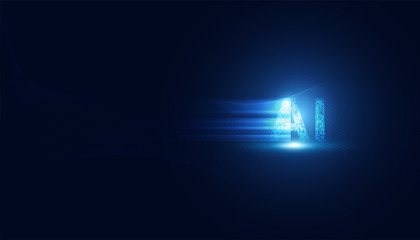 Abstract technology Ai on futuristic digital and speed on dark blue background.