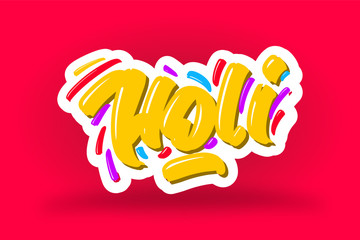 Holi hand drawn modern brush lettering text. Vector illustration logo for print and advertising.