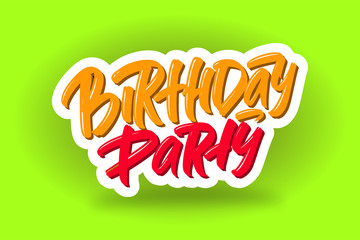 Birhiday Party hand drawn modern brush lettering text. Vector illustration logo for print and advertising.