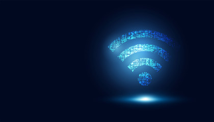 abstract Wifi Futuristic blue wireless connection for data transfer background concept big data and speed internet .