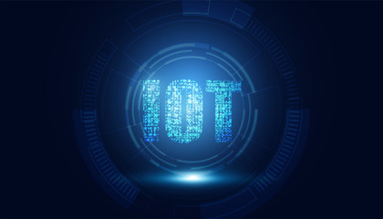 abstract technology Internet Of Things (IOT) concepts digital Computing on dark blue color background.
