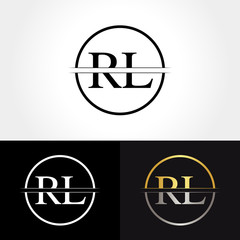 Abstract Letter RL Logo Design Vector Template. Creative Gold and Silver Colors RL Letter Logo Design