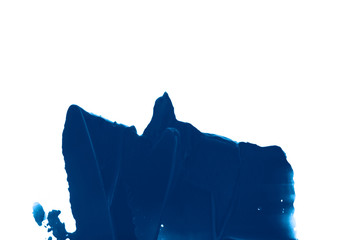 Art abstract hand painted brush on white background, isolated strokes. Perfect blue color paint texture design. Trend color 2020 classic blue, layout for design. Trendy color of the yea.