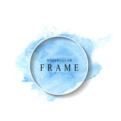 Geometric white frame on blue watercolor stain