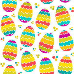 Seamless pattern with colorful Easter eggs. Easter vector background.