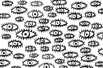 Patrón, pattern de ojos sobre fondo blanco