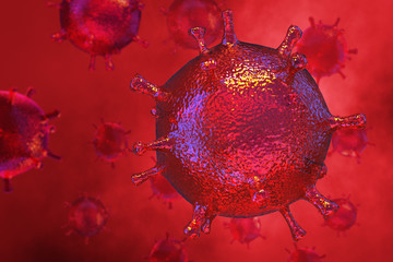 Plakat COVID-19 coronavirus 2019 outbreak. Biology science 3d rendering.