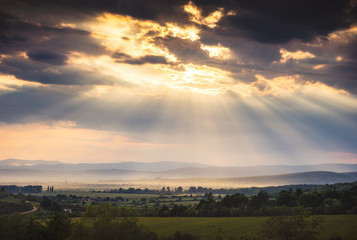 Fototapeta premium sunset over the field