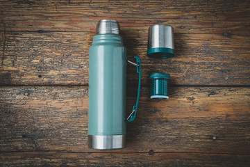 Detail of thermos parts for hot water, coffee, tea or mate
