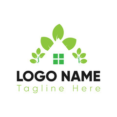 Green house real estate logo design vector template