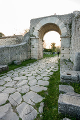 entrance door of the ancient Roman city of Sepino, Campobasso, Molise, Italy