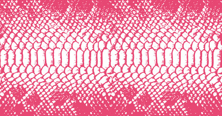 Distressed overlay texture of crocodile or snake skin leather, grunge vector background pink and white