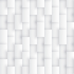 3D Vector Render Rectangles Seamless Pattern Simple White Abstract Background. Three Dimensional Science Technology Structure Repetitive Light Wallpaper. Tech Clear Blank Subtle Textured Backdrop