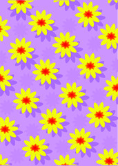 Yellow flower pattern on purple background