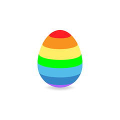 Easter egg consisted of rainbow ribbons. Vector illustration. Colored egg isolated on white background. Ideal for celebrating Easter designs, greeting cards, prints, design packaging and more