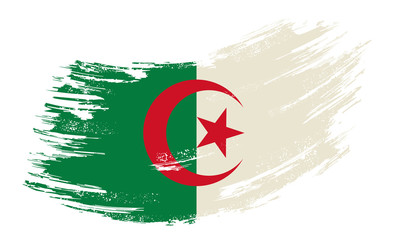 Algerian flag grunge brush background. Vector illustration. - obrazy, fototapety, plakaty