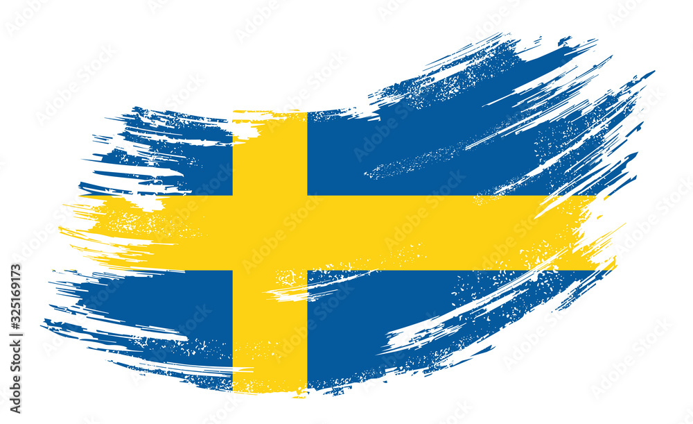 Wall mural Swedish flag grunge brush background. Vector illustration.