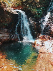 Cascada perdida en bosque