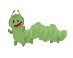 Cute cartoon caterpillar isolated on background. Vector illustration