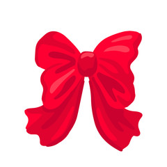 Red cartoon bow isolated on background. Vector illustration