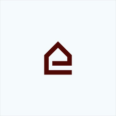 e letter house logo initial