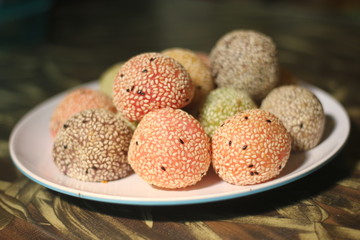 Indonesia traditional snack called onde-onde
