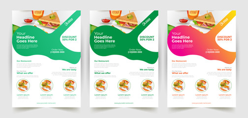 Fototapeta na wymiar Fast food flyer design vector template in A4 size. Brochure and Layout Design. food concept.
