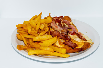 Vegetarian burger with french fries