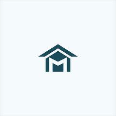 vector letter m home building simple logo design template