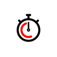 Stopwatch icon, simple flat vector image of EPS 10, black lines on a white background.