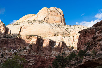 View of the Golden Throne from Capitol Gorge at sunset - Capitol Reef National Park, Utah, USA