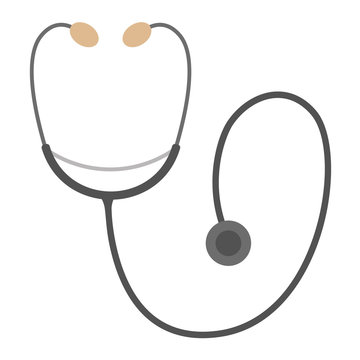 Vector flat stethoscope icon. Medical equipment picture isolated on white background. Healthcare, research and laboratory concept. Health check or treatment clip art.