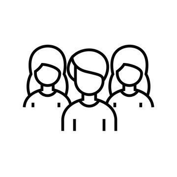 recommend clip art: Classmates line icon, concept sign, outline vector illustration, linear symbol.