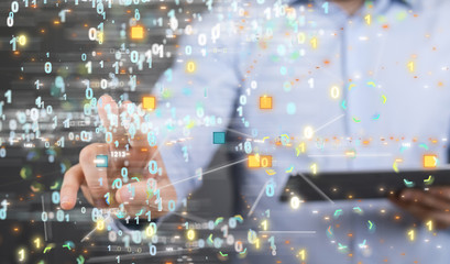 code data concept in hand digital 3d