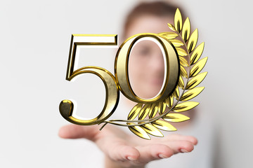 50 years anniversary celebration logotype with elegant celebration.