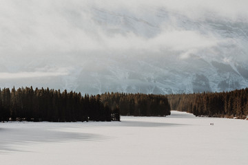 Two Jack Lake with two wanderers