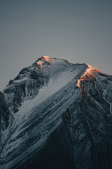 First light hitting the mountain tops