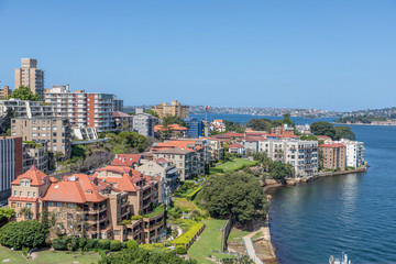 Fototapeta na wymiar a view of the city from Sydney Bridge