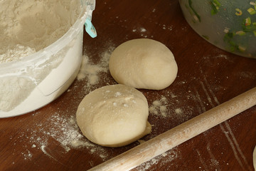 pastries, making bread and muffins at home with dough,