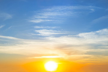 dramatic sunset over a cloudy sky, evening outdoor background