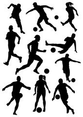  silhouettes of football players vector