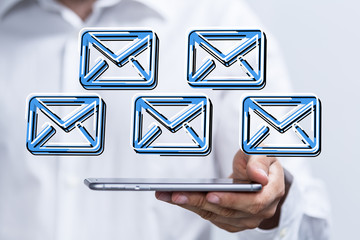 Hand with an email icon 3d
