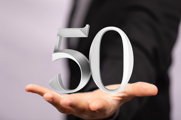 50 Anniversary 3d numbers. Poster template for Celebrating 50 anniversary event party.