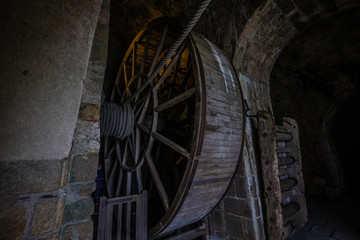Inside detail of Mont Saint Michel Abbey of Mont Saint-Michel