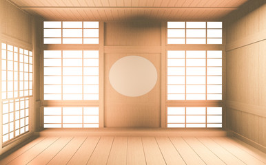 Fototapeta na wymiar Interior mock up Japan Room Design Japanese-style and the white backdrop provides a window for editing. 3D rendering