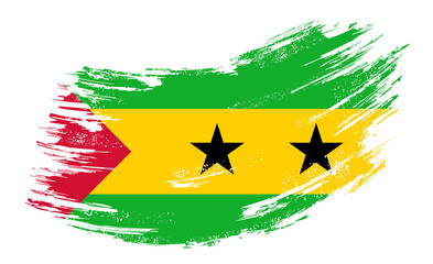 Sao Tome and Principe flag grunge brush background. Vector illustration.
