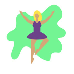 Body positive in modern style. Cartoon cute girl. Vector poster. Body positive in modern style. Beautiful dancer ballerina. Beautiful female figure. Female girl model. Attractive cartoon character.